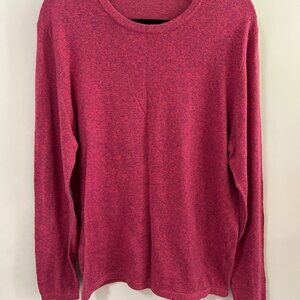 Zara Knit Sweater Men's Large Red Pull Over Long Sleeve Crew Neck Cotton